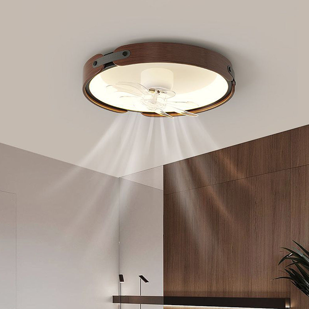 Wooden Simple Round Ceiling Fan with Integrated LED Lighting for Stylish Home Comfort and Energy Efficiency