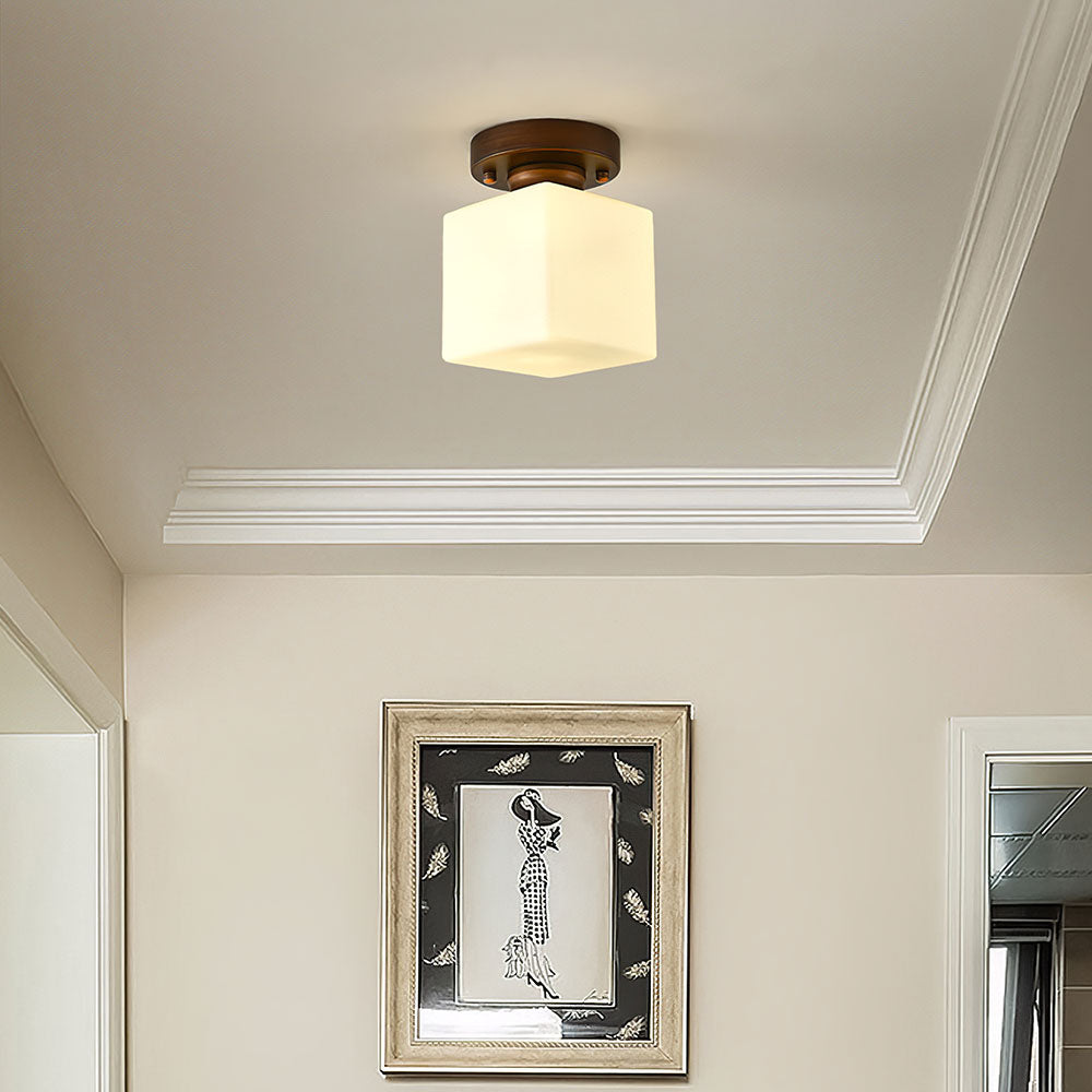 Elegant Minimalist White Semi-Flush Ceiling Light for Hallway - Modern Design, Soft Illumination, Perfect for Any Space