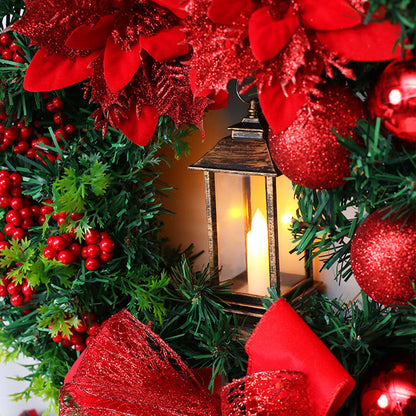 Weihnachtskranz mit LED-Lichtern und Schleife