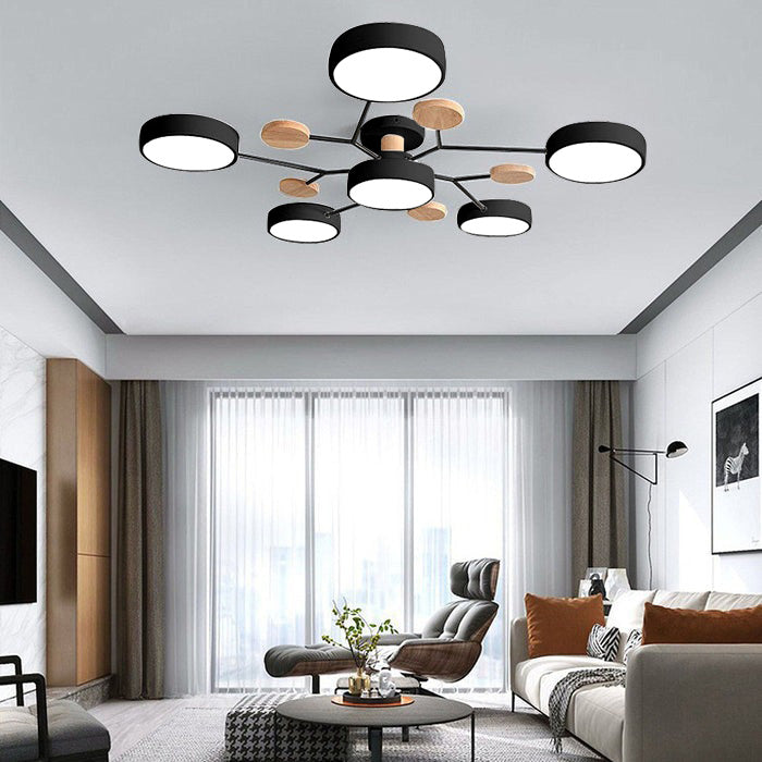 Contemporary Round Low Ceiling Light Fixture for Living Room Ambiance and Style Enhancement