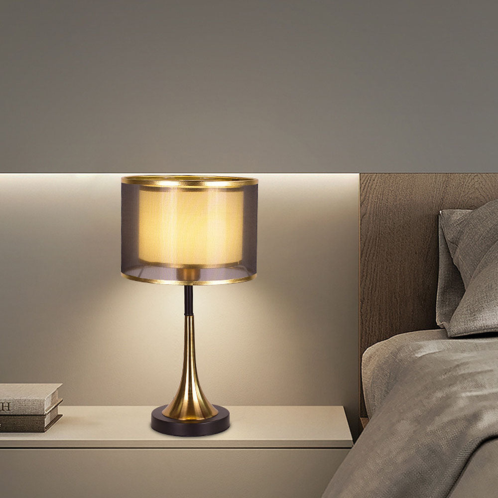 Elegant Gold Fabric Mini Table Lamp for Bedroom - Modern Design, Simple Style, Perfect for Bedside Lighting and Home Decor