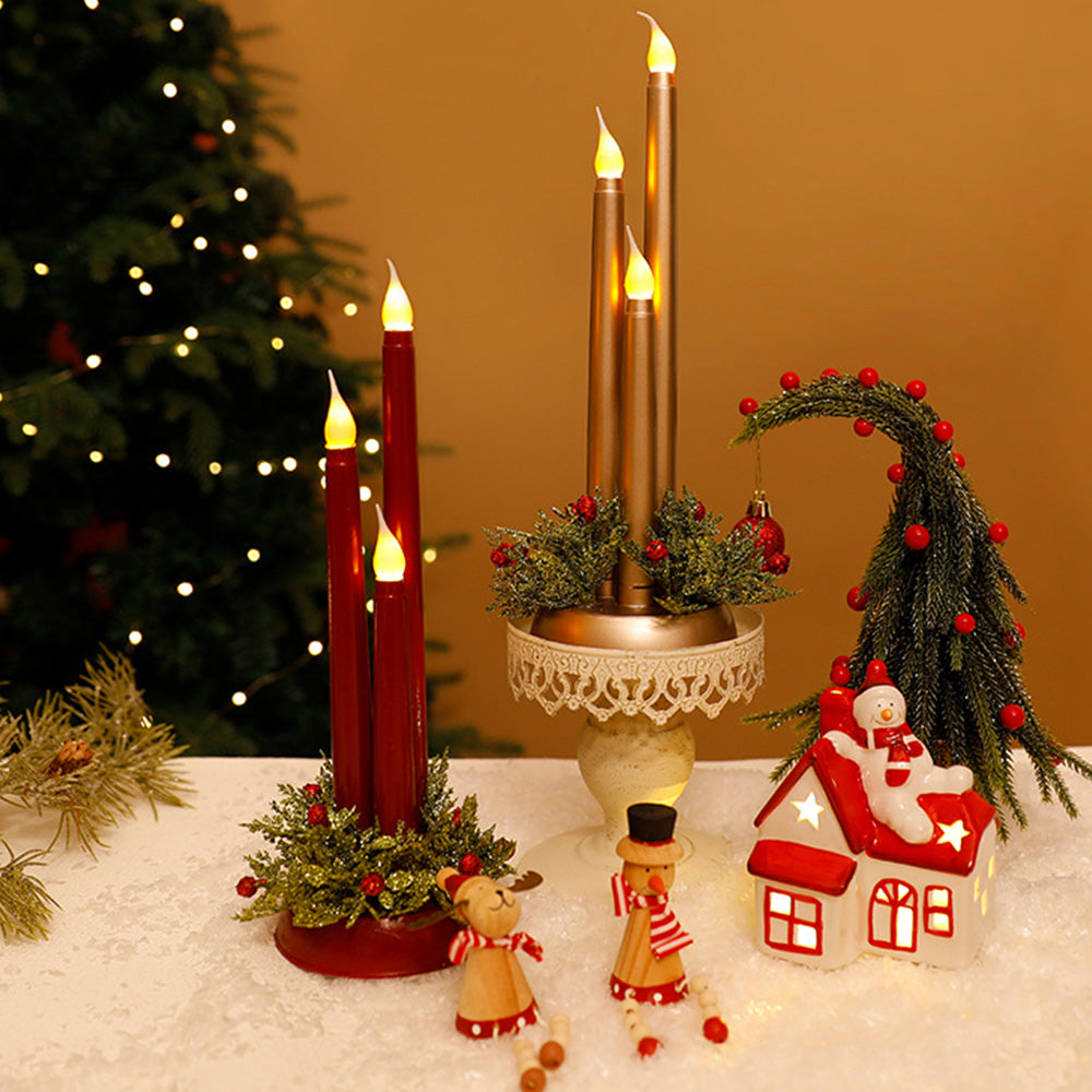 Warm Glow Plastic LED Christmas Candlestick Lights for Festive Home Decoration and Holiday Ambience