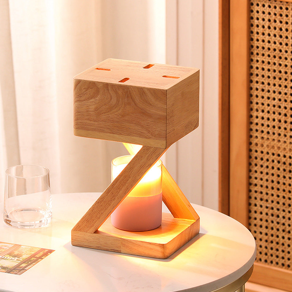 Contemporary Wooden Square Mini Candle Lamp for Bedroom Ambience and Warmth - Stylish Home Decor Lighting Solution