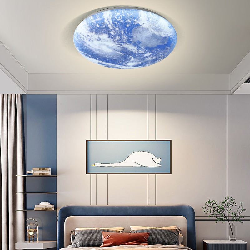 Art Deco Inspired Round LED Ceiling Light for Living Room - Elegant Moon Design for Modern Home Décor