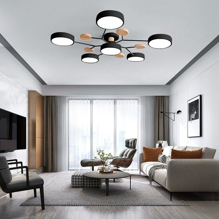 Contemporary Round Low Ceiling Light Fixture for Living Room Ambiance and Style Enhancement