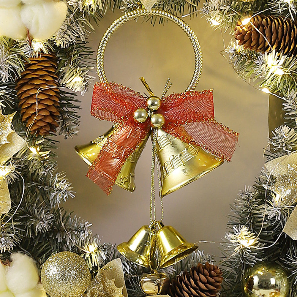 Elegant LED Christmas Wreath Ornament with Festive Bell Balls and Twinkling Lights for a Stylish Holiday Decor