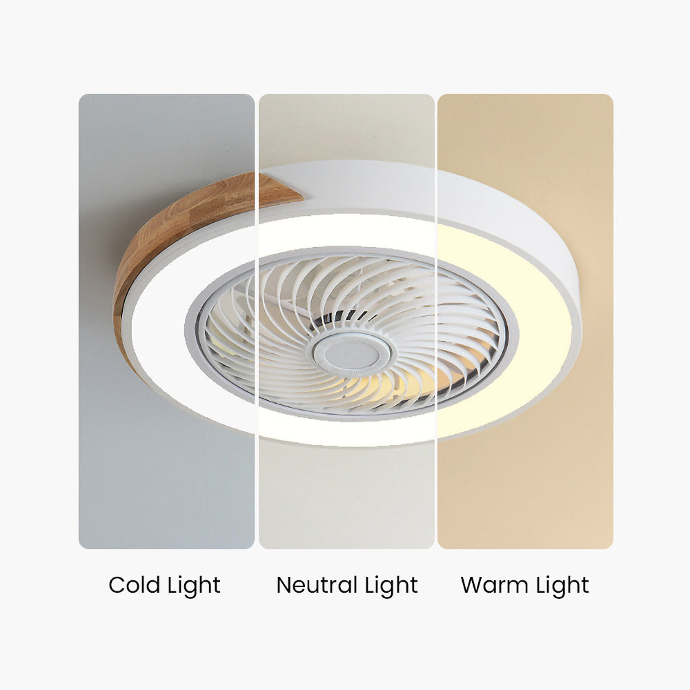 Modern Round Wooden Ceiling Fan with Energy-Efficient LED Lights for Stylish Home Illumination and Air Circulation