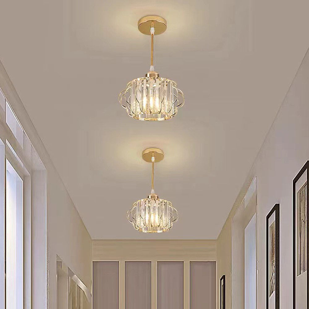 Opulent Gold Crystal Ceiling Light Fixture for Elegant Hallways – Stunning Luxury Lighting for Your Home Decor