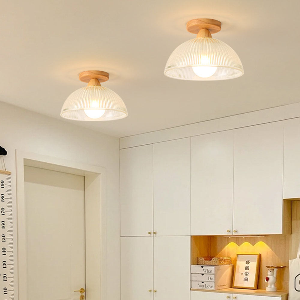 Contemporary Solid Wood and Glass Ceiling Light Fixture for Elegant Home Illumination and Stylish Interior Design