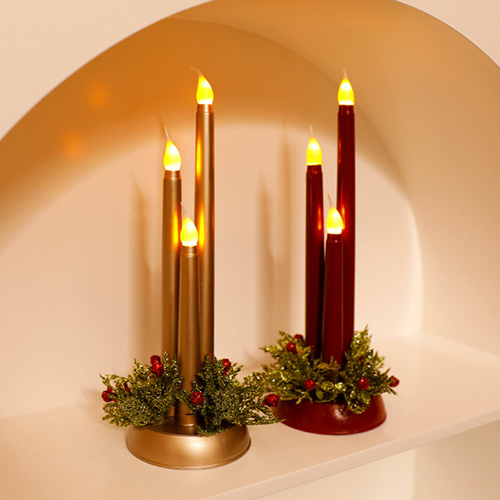 Warm Plastic LED Christmas Candlestick Lights for Festive Home Decoration and Ambience