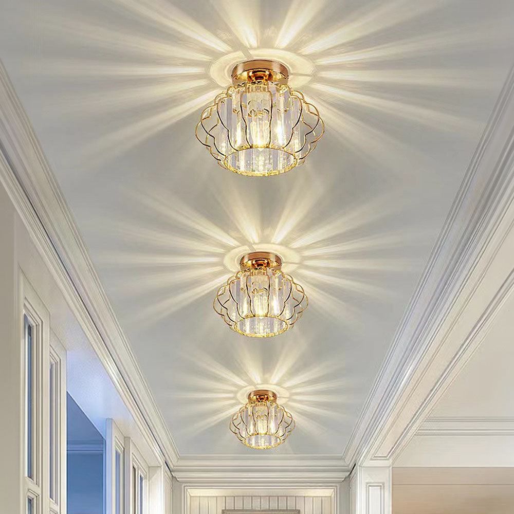 Opulent Gold Crystal Ceiling Light Fixture for Elegant Hallways – Stunning Luxury Lighting for Your Home Decor