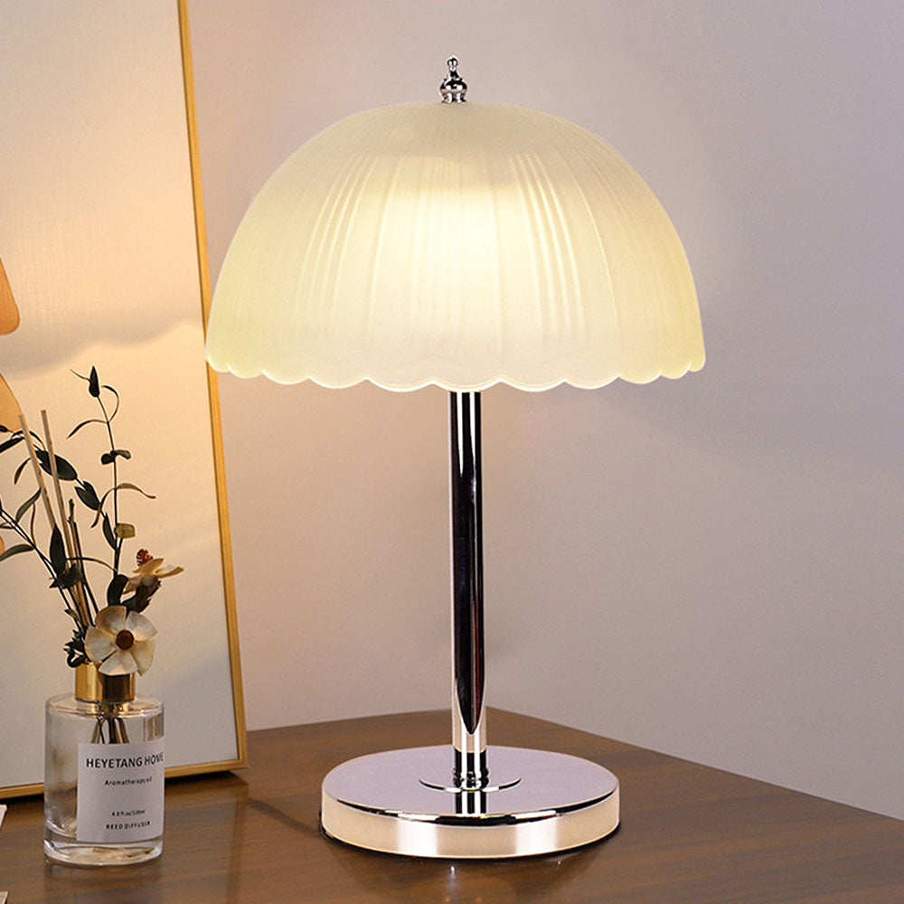 Elegant Modern White Glass Table Lamp for Bedroom - Stylish, Simple Design for Ambient Lighting and Contemporary Decor