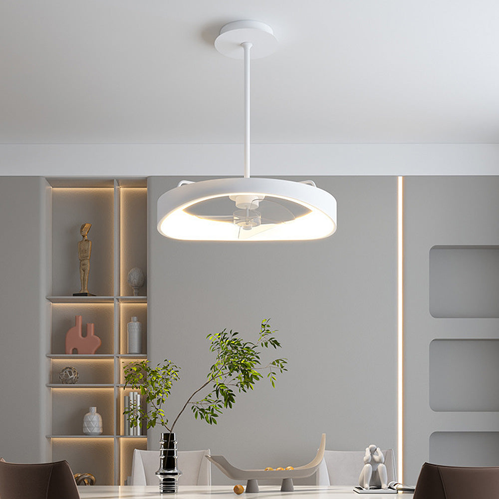 Sleek Minimalist Iron White Ceiling Fan with Integrated Light for Stylish Home Comfort and Modern Décor