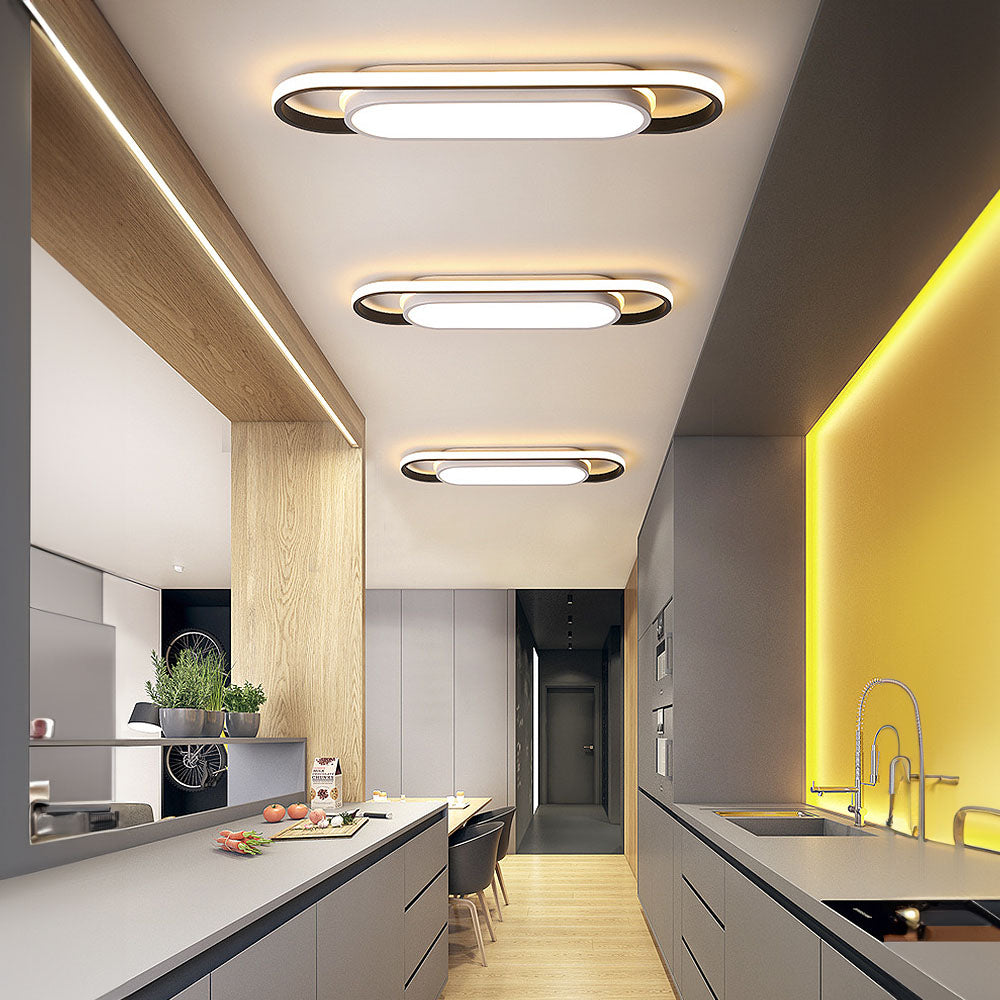 Sleek Black LED Corridor Ceiling Lights - Long, Low Profile Design for Modern Hallways and Spaces, Perfect for Subtle Illumination