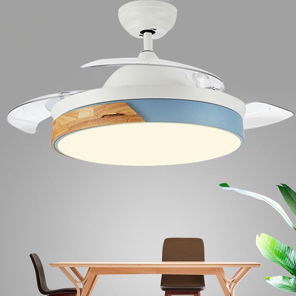 Acrylic Macaron-Inspired Ceiling Fan with Light for Restaurants - Stylish and Functional Lighting Solution