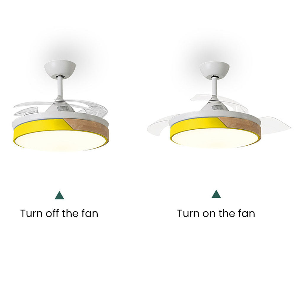 Acrylic Macaron-Inspired Ceiling Fan with Light for Restaurants - Stylish and Functional Lighting Solution