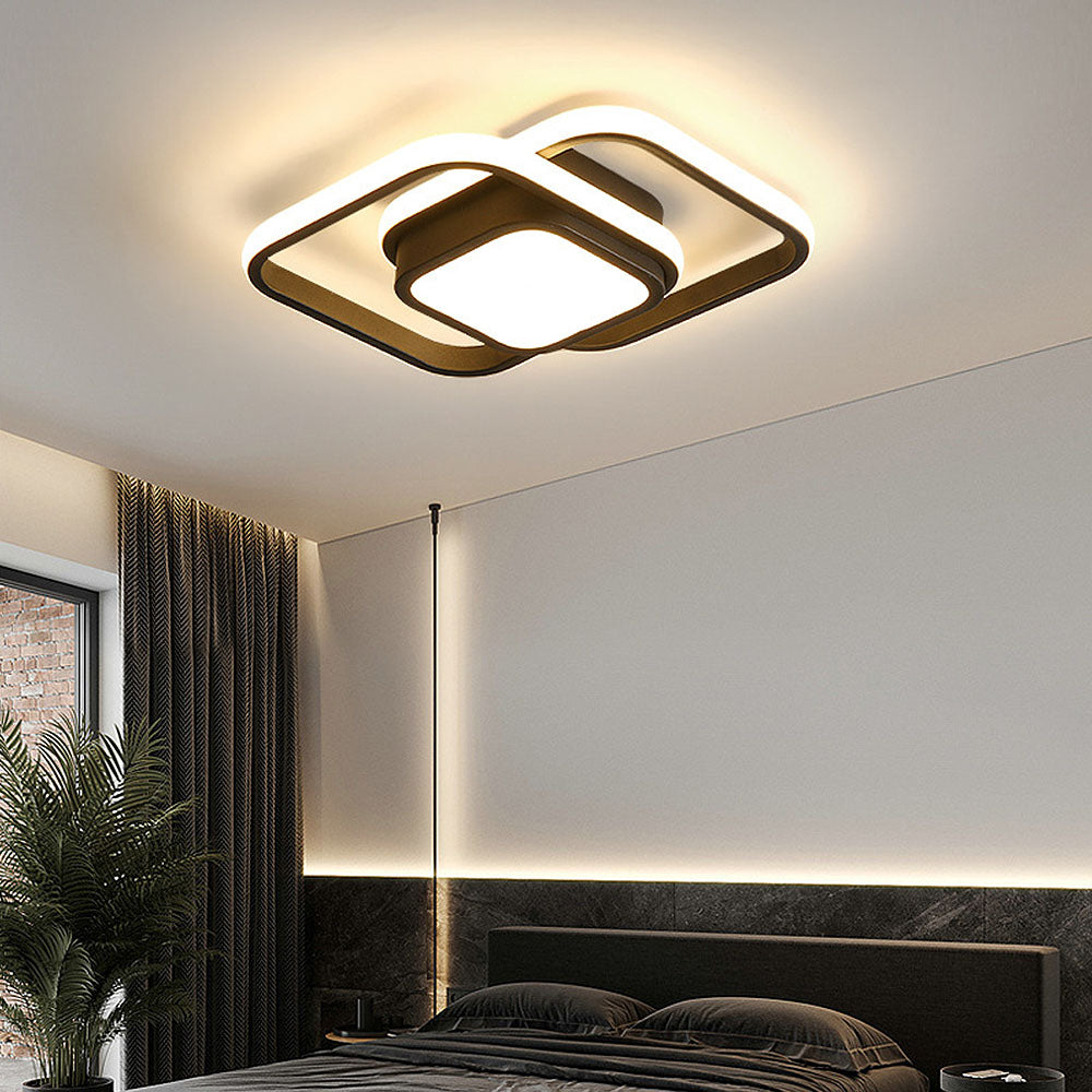 Sleek Minimalist Double Ring LED Ceiling Light Fixture for Modern Home Interiors and Contemporary Spaces