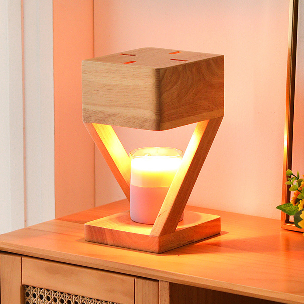 Contemporary Wooden Square Mini Candle Lamp for Bedroom Ambience and Warmth - Stylish Home Decor Lighting Solution