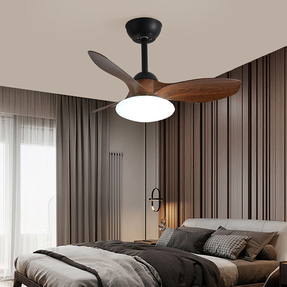 Natural Wood Elegant Ceiling Fan with LED Light - Stylish and Simple Design for Modern Homes and Spaces