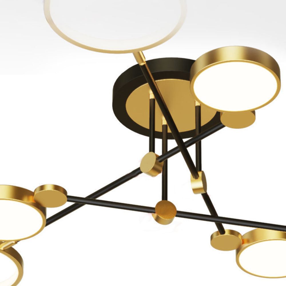 Elegant Multi-Ring LED Ceiling Light in Gold and Black for Stylish Bedroom Illumination and Modern Home Décor