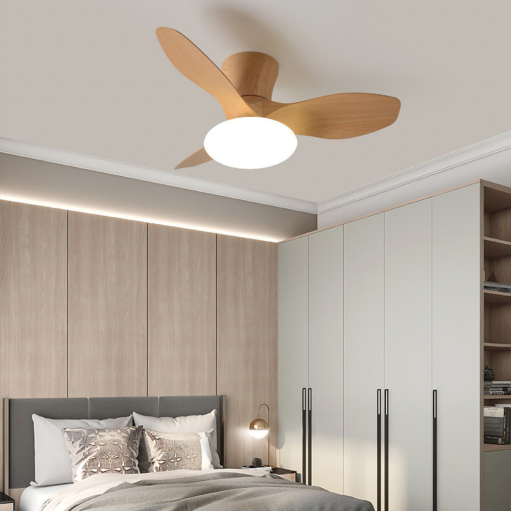 Natural Wood Elegant Ceiling Fan with LED Light - Stylish and Simple Design for Modern Homes and Spaces