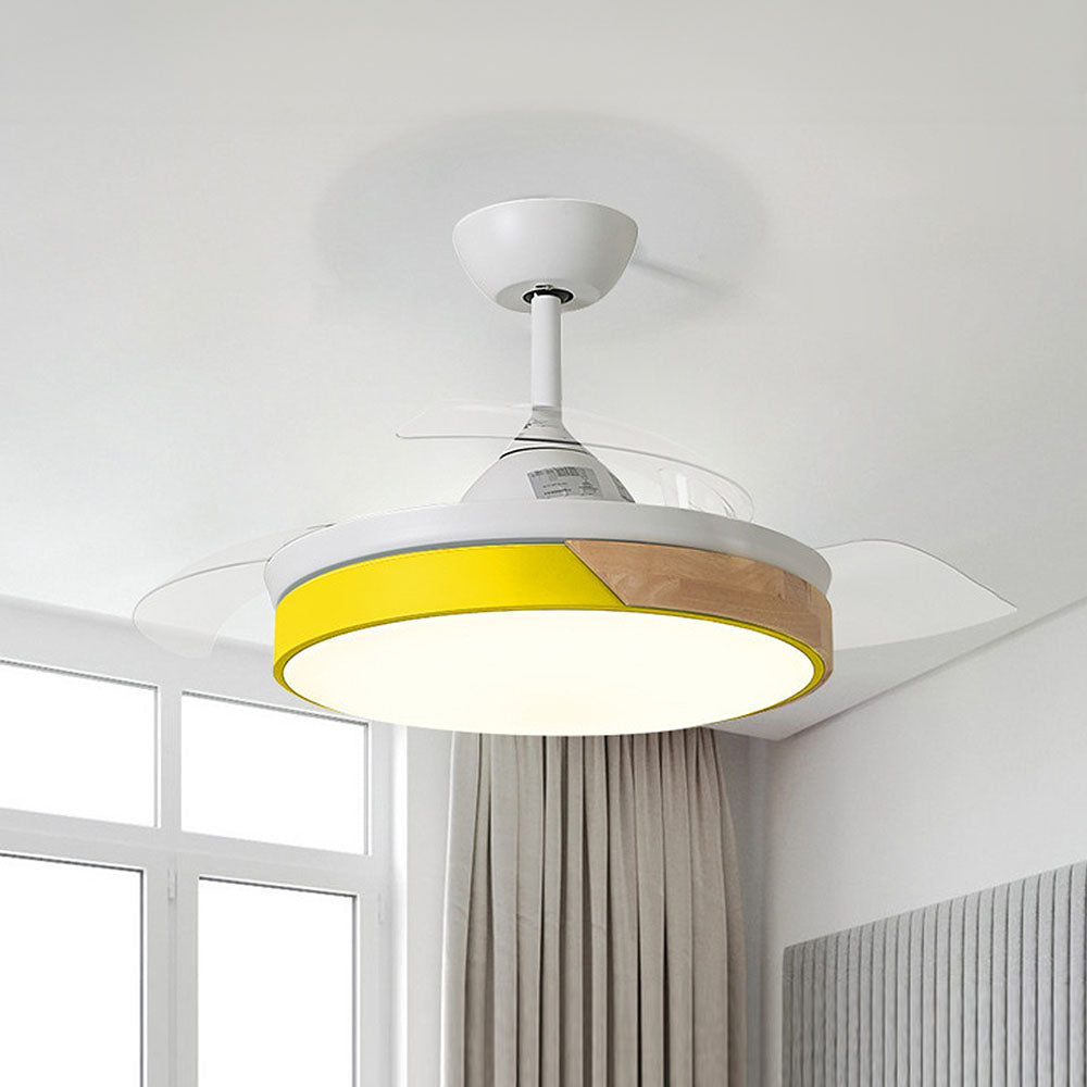 Acrylic Macaron-Inspired Ceiling Fan with Light for Restaurants - Stylish and Functional Lighting Solution