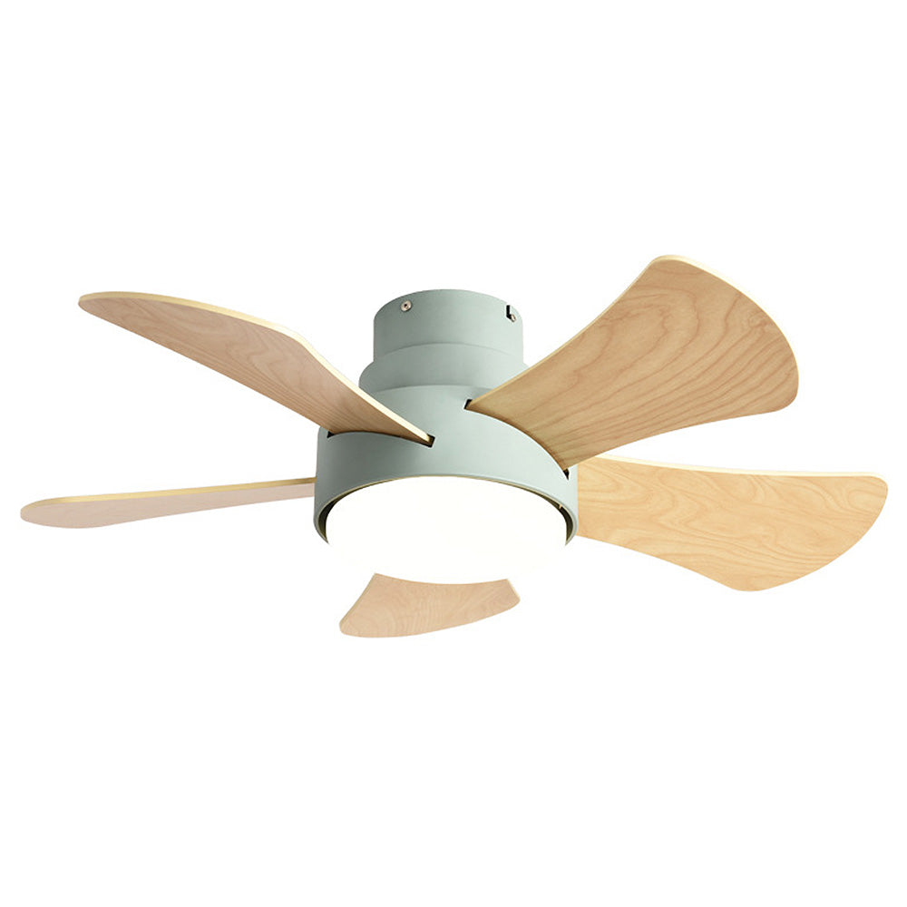 Contemporary Wood Semi-Flush Ceiling Fan with Integrated Lighting for Stylish Home Comfort and Modern Decor