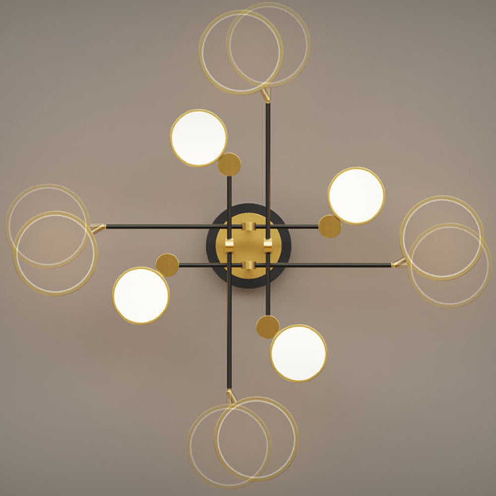 Elegant Multi-Ring LED Ceiling Light in Gold and Black for Stylish Bedroom Illumination and Modern Home Décor