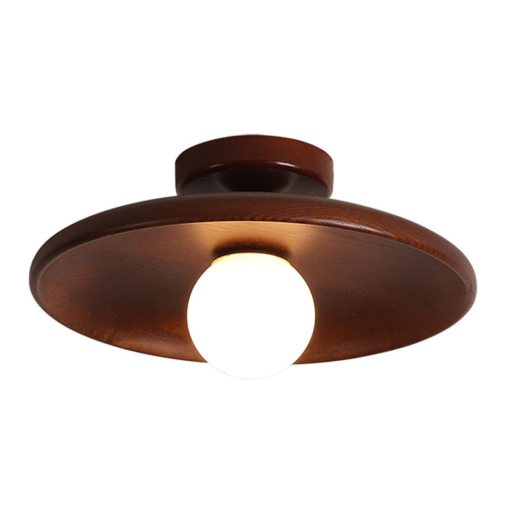 Nordic Wood Minimalist Round Ceiling Light for Hallway - Elegant Natural Design for Modern Interiors