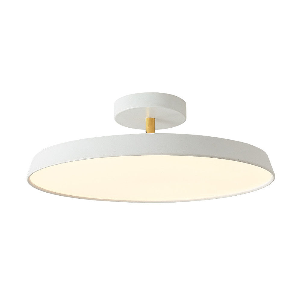 Minimalist White LED Semi-Flush Ceiling Light Fixture for Bedroom Ambience and Modern Home Decor