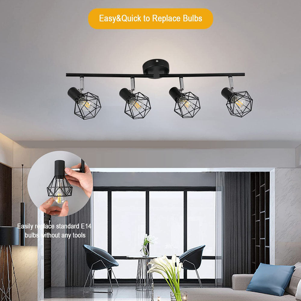 Modern Adjustable Track Lighting for Living Rooms - Sleek Iron Design for Stylish Home Illumination