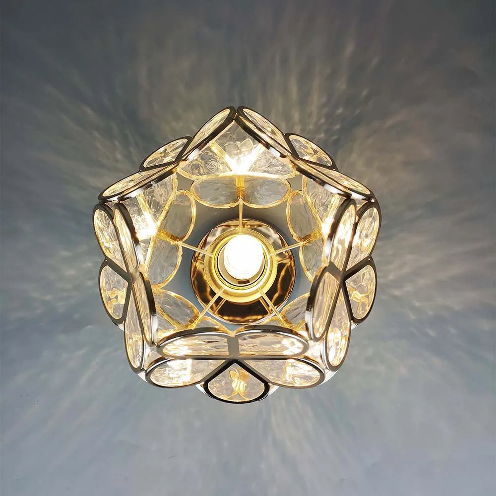 Elegant Floral Glass Ceiling Light Fixture for Hallways - Stylish Design for Contemporary Home Décor