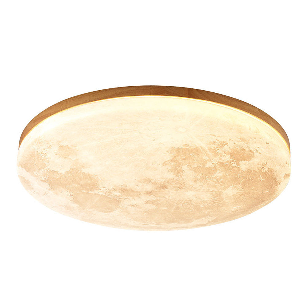 Art Deco Inspired Round LED Ceiling Light for Living Room - Elegant Moon Design for Modern Home Décor