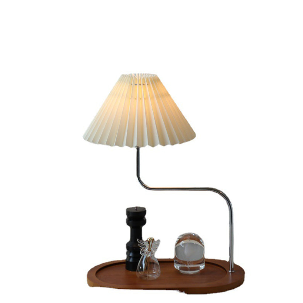 Vintage Solid Wood Pleated Table Lamp - Retro Design for Elegant Lighting in Your Home or Office