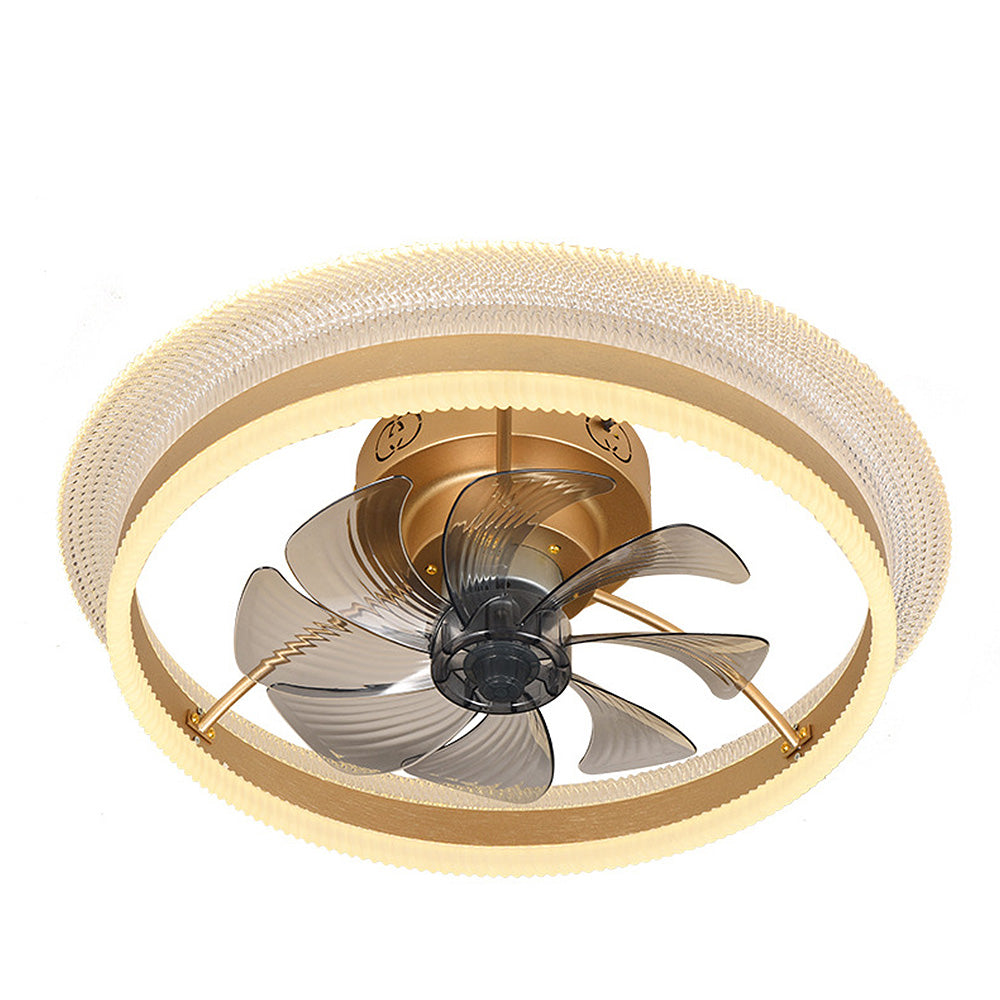 Modern Round Gold Ceiling Fan with Integrated Light Fixture for Stylish Home Illumination and Air Circulation