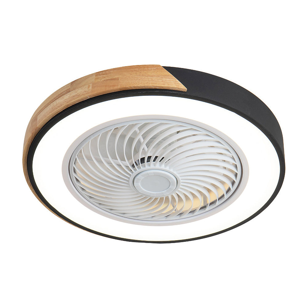 Modern Round Wooden Ceiling Fan with Energy-Efficient LED Lights for Stylish Home Illumination and Air Circulation