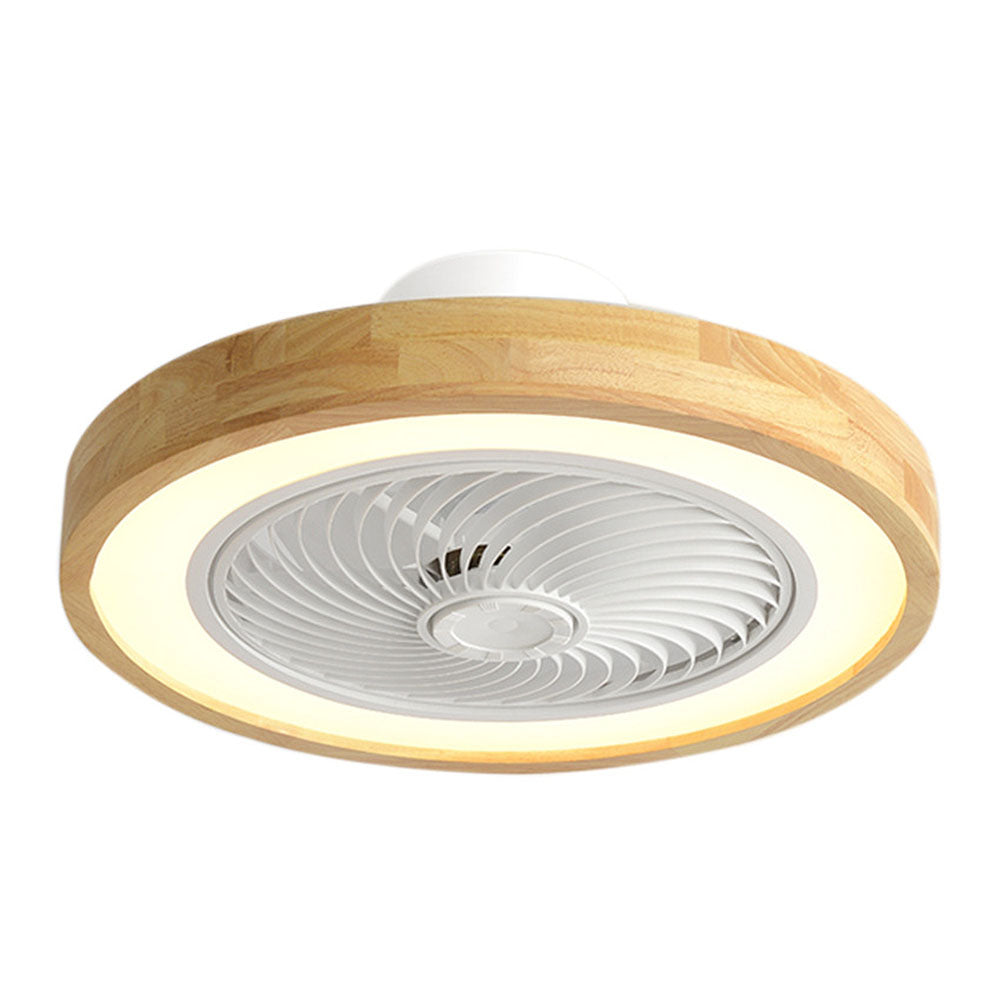 Modern Minimalist Round Wooden Ceiling Fan with Integrated LED Lighting for Stylish Home Decor and Energy Efficiency