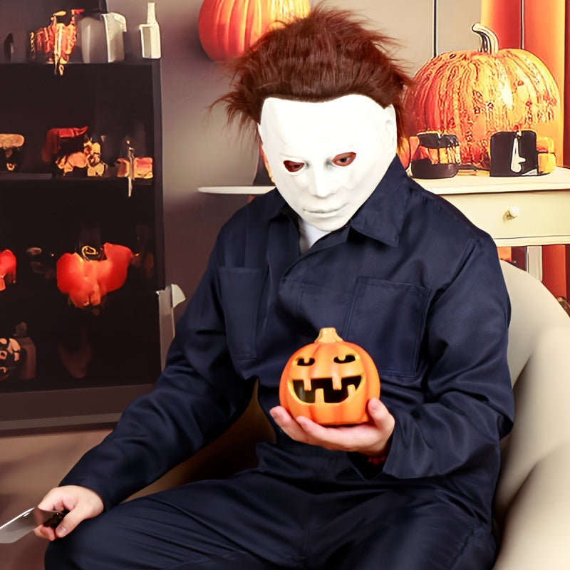 Męski straszny kostium na Halloween kombinezon | Maska z długim rękawem