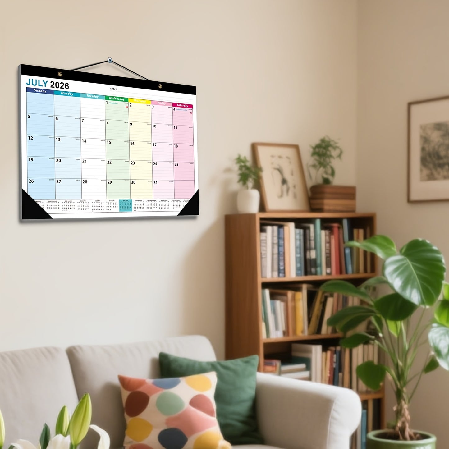 Calendrier mural avec grande vue mensuelle écrivable