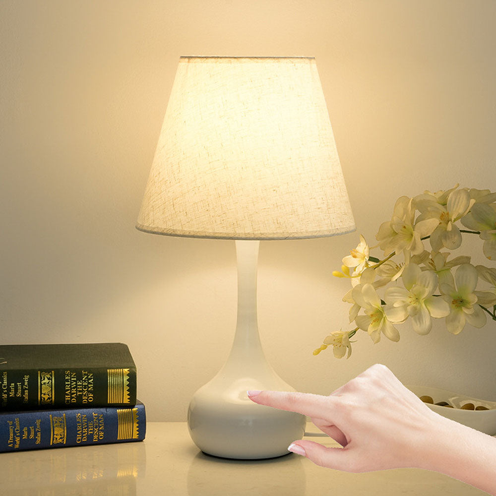 Elegant White Mini Fabric Table Lamp - Modern Design for Stylish Home Lighting - Perfect for Bedrooms, Living Rooms, and Offices