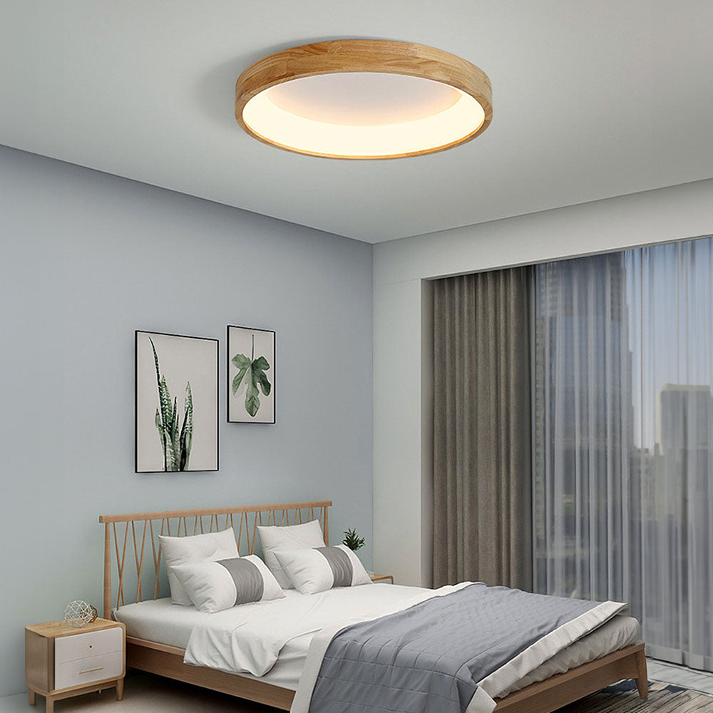 Minimalist Disc Wood LED Ceiling Light for Bedroom – Stylish and Modern Illumination for Contemporary Spaces