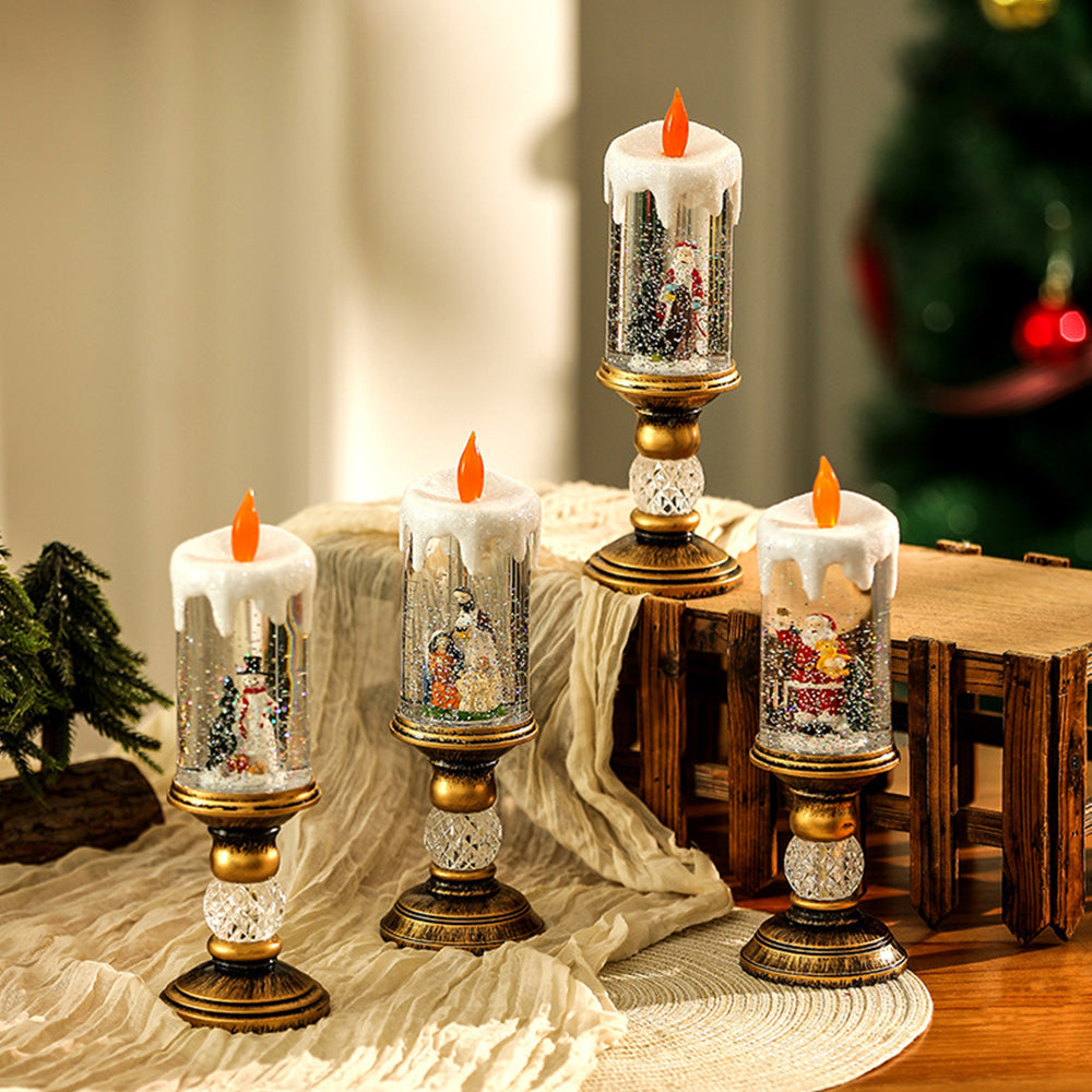 Warm Glow Transparent LED Candles - Festive Plastic Lighting for a Magical Christmas Atmosphere