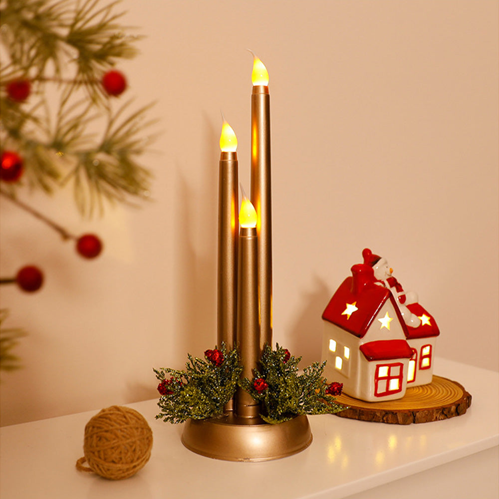 Warm Glow Plastic LED Christmas Candlestick Lights for Festive Home Decoration and Holiday Ambience