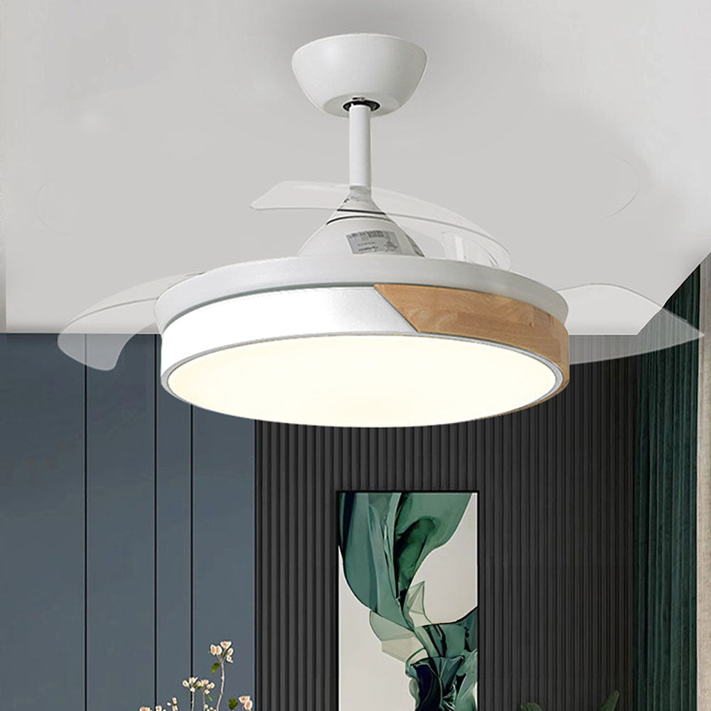 Acrylic Macaron-Inspired Ceiling Fan with Light for Restaurants - Stylish and Functional Lighting Solution