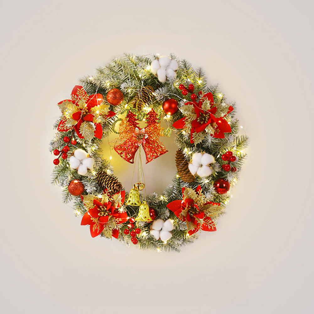 Elegant LED Christmas Wreath Ornament with Festive Bell Balls and Twinkling Lights for a Stylish Holiday Decor