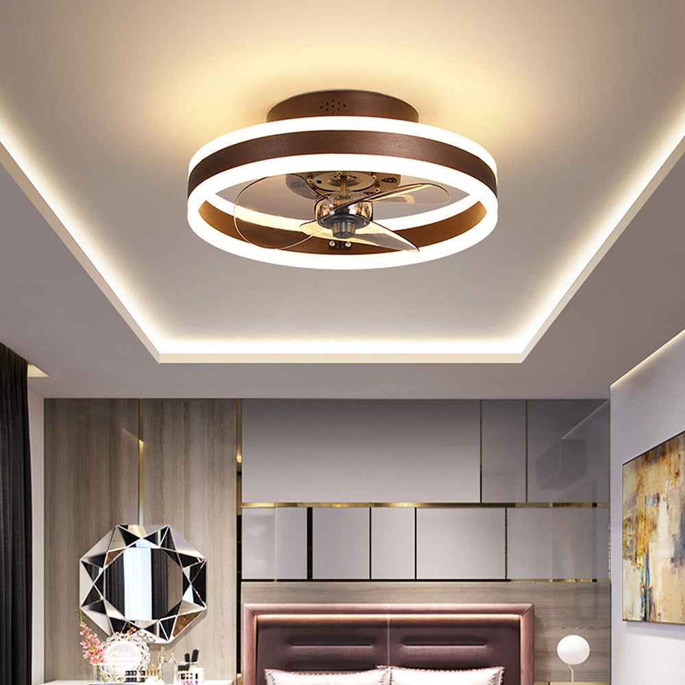 Simple Round Ceiling Fan with LED Light for Bedroom - Stylish and Efficient Home Lighting and Cooling Solution