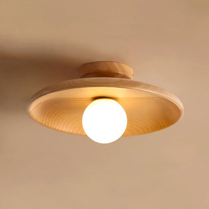 Nordic Wood Minimalist Round Ceiling Light for Hallway