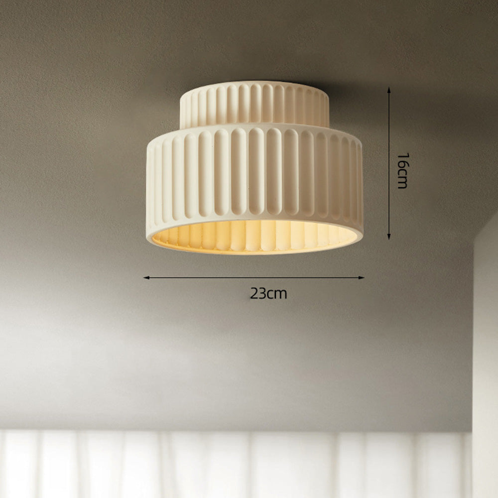 Cream Vintage Drum Semi Flush Ceiling Light Fixture - 1-Light Stylish Illumination for Home Interiors