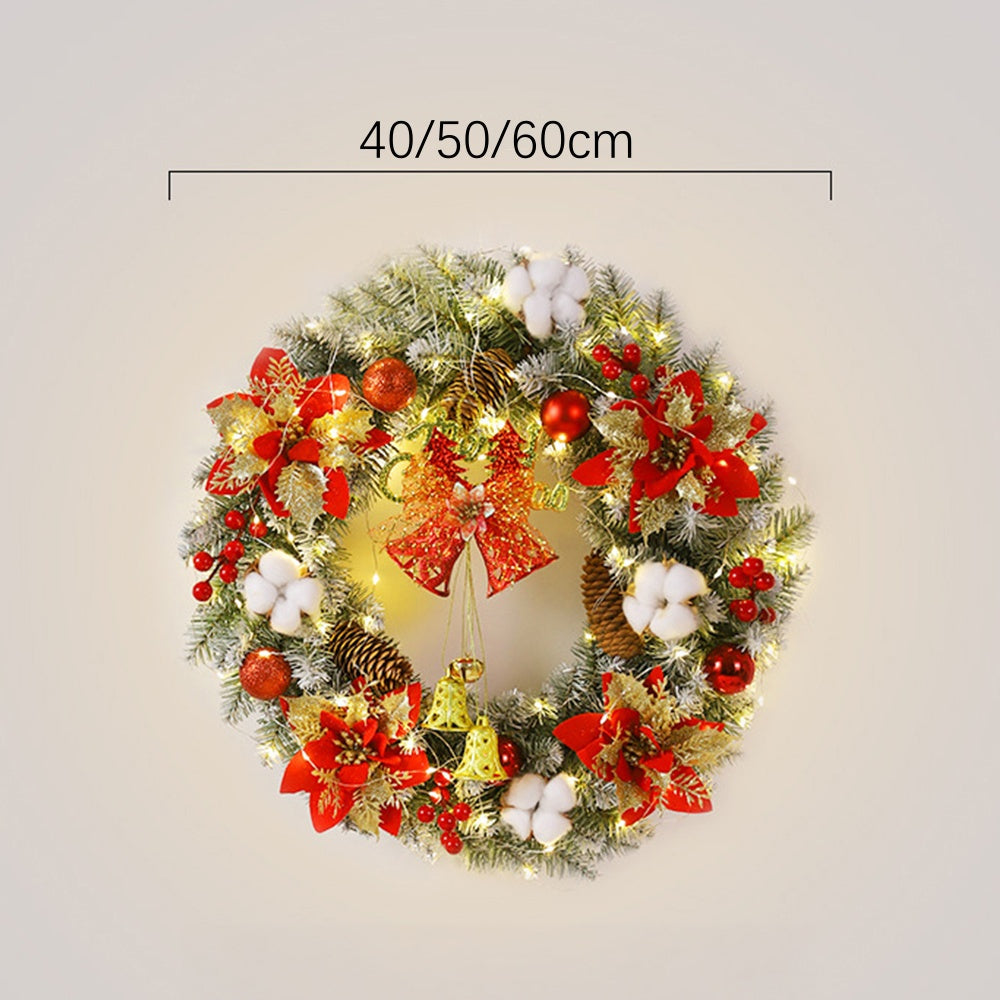 Elegant LED Christmas Wreath Ornament with Festive Bell Balls and Twinkling Lights for a Stylish Holiday Decor