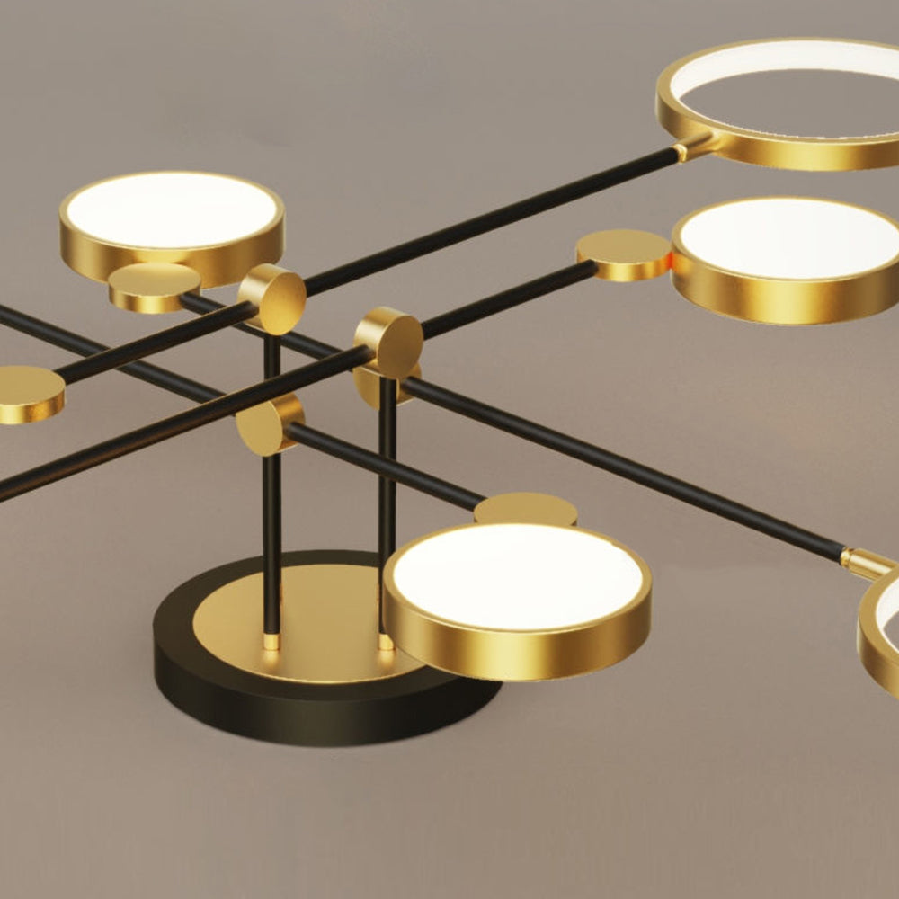 Elegant Multi-Ring LED Ceiling Light in Gold and Black for Stylish Bedroom Illumination and Modern Home Décor